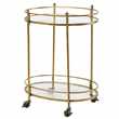 HIPPOLYTE Aged-Effect Brass Metal and Glass Serving Trolley (H77 x W63 x D38cm)