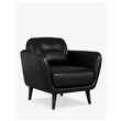 House by John Lewis Arlo Leather Armchair, Dark Leg, Piccadilly Black (H83 x W84 x D88cm)