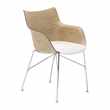 Kartell - Q/Wood Armchair - Light Wood/White/Chrome (H84 x W55 x D57cm)
