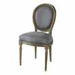 LOUIS Linen and solid oak medallion chair in grey taupe (94 x 49cm)