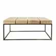 MAGNUS - Square Black Metal and Solid Oak Coffee Table (H38 x W95 x D95cm)
