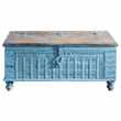 MAHARANI Solid mango wood Indian chest in blue (50 x 125cm)
