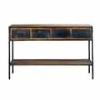 MANUFACTURE Solid mango wood and metal industrial console table in black (Width 130cm)