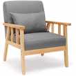 Meerveil Retro Style Armchair, Wood Frame, Dark Gray Fabric (H73 x W64 x D64cm)