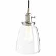 Pathson Bell Glass Industrial Vintage Edison Pendant Light E27, Brushed (H200 x W14.3 x D14.3cm)