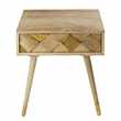 SALOME 1-Drawer Bedside Table in Gold-Effect Mango Wood (H42 x W48 x D35cm)
