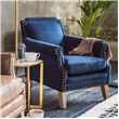 Studded Club Navy Velvet Armchair (H85 x W72 x D80cm)