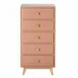 SWEET - 5-Drawer Vintage Terracotta Tall Chest of Drawers (H100 x W50 x D35cm)