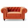 Swoon Winston Velvet Cuddle Chair - Burnt Orange (H74 x W150 x D100cm)