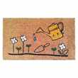 Watering Can & Flowers Decorative Rubber/Coir PVC Backed Doormat (H40 x W70cm)