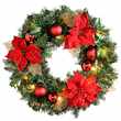 WeRChristmas Pre-Lit Decorated Wreath Illuminated with 20 Warm White LED Lights, Red/Gold (Diameter 60cm)