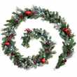 WeRChristmas Pre-Lit Frosted Decorated Garland Illuminated with 40 Cool White LED Lights, Red, 9 feet (Length 274cm)